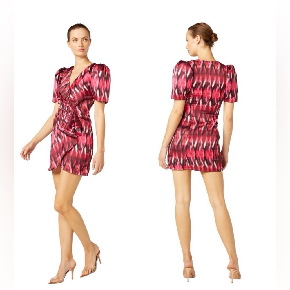 #80 MISA Los Angeles
Amina Draped Satin Mini
Wrap Dress